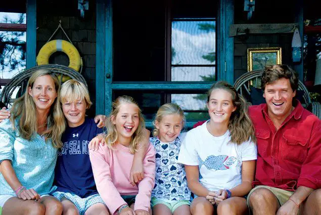 Tucker Carlson and his wife Susan Andrews with their four children; Dorthy, Buckley, Hopie, and Lillie